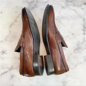 To Boot New York Cognac Burnished Rubbed Leather Penny Loafers TO BOOT NEW YORK Zenith Burnished Cognac Leather Penny  main image 4